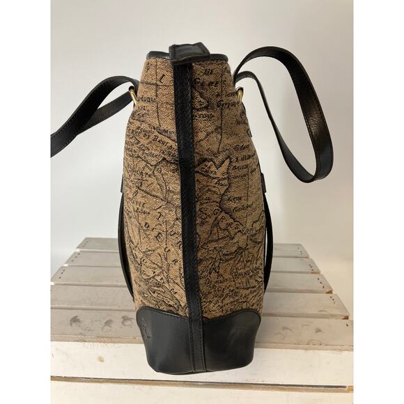 PATRICIA NASH LARGE CANVAS, LEATHER MAP PRINT SHOULDER BAG - Picture 4 of 16